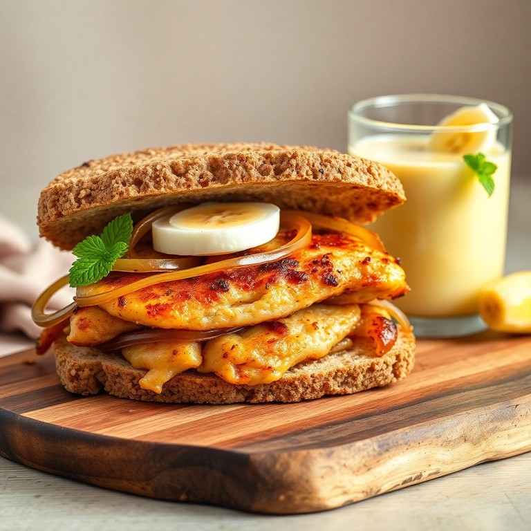 Sándwich de Pollo, Huevo y Cebolla en Pan Integral