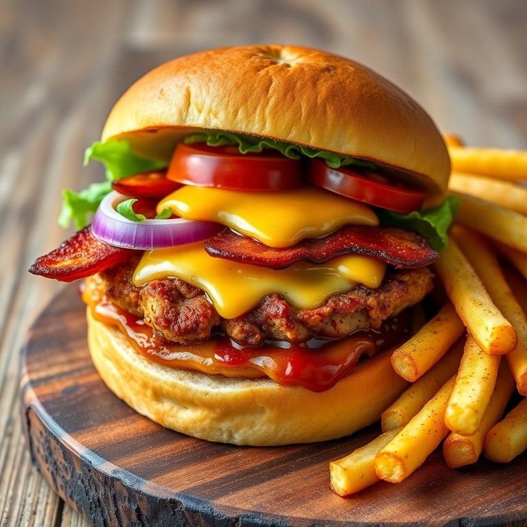 Burger de pollo y bacon estilo sureño