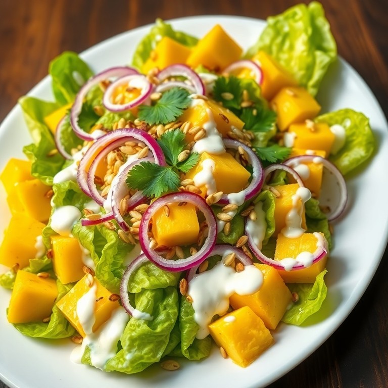 Exotischer Buttersalat mit Mango