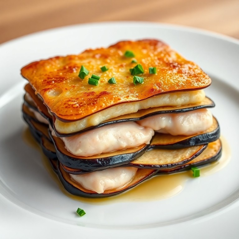 Milhojas de Berenjena, Pollo y Queso Gruyère