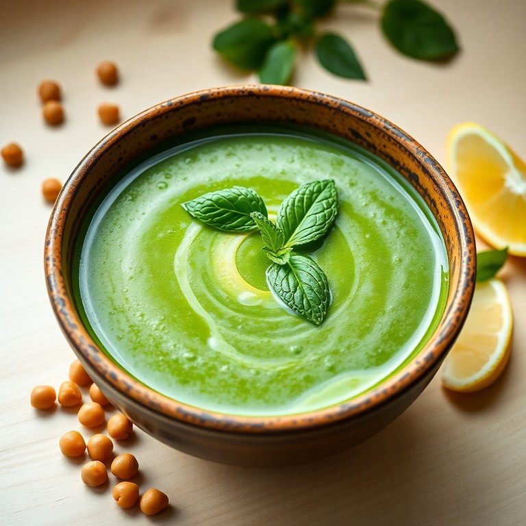 Sopa Fría de Garbanzos y Espinacas Mediterránea