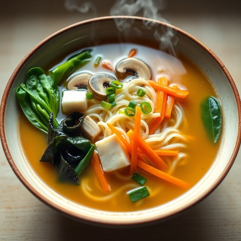 Sopa Rápida de Miso con Fideos de Arroz y Vegetales
