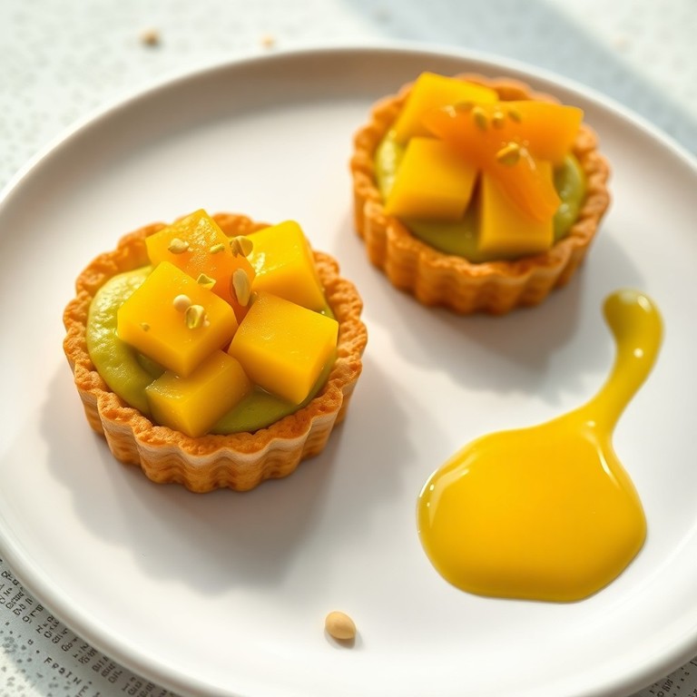 Tartelettes Mangue-Pistache avec Crème Anglaise Vanille