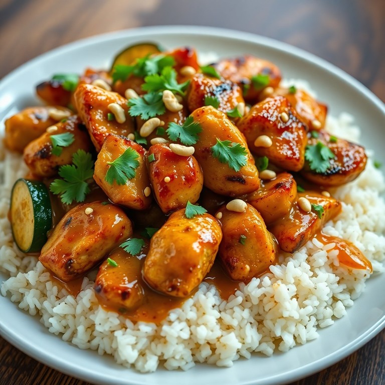 Poulet Satay aux Courgettes et Riz Parfumé
