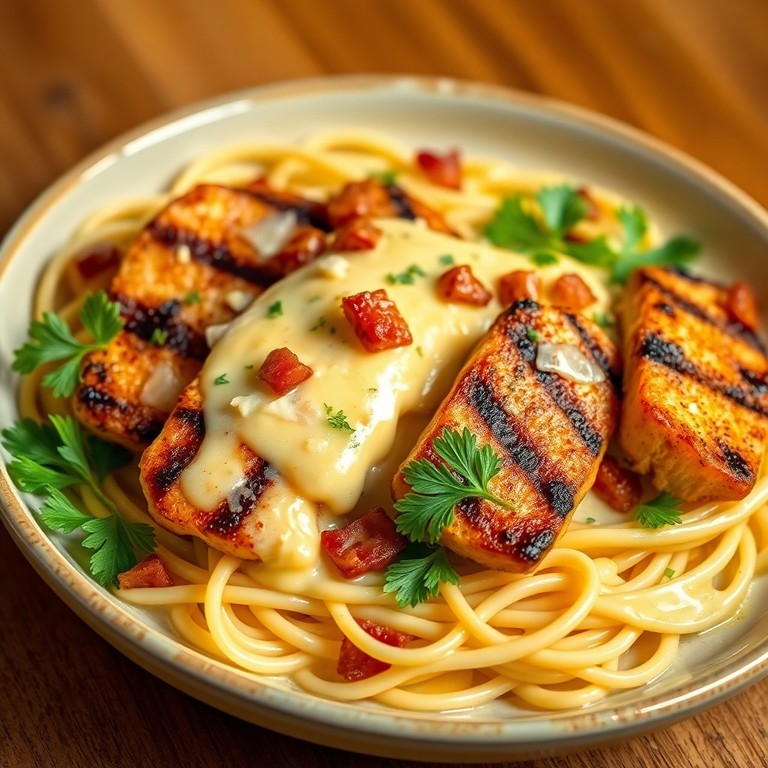 Carbonara de Pollo a la Parrilla con Konjac (Baja en Calorías)