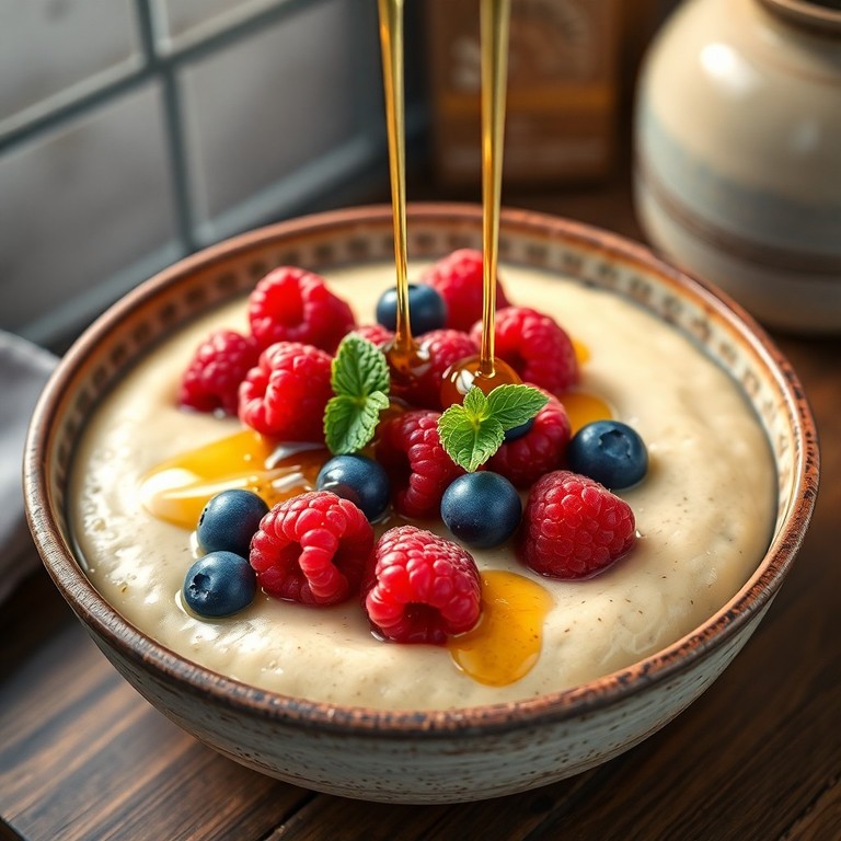 Манная каша с ягодами и медом