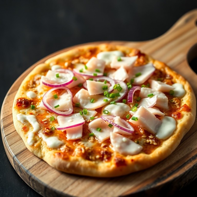 Pizza Japonesa de Atún Blanco con Jengibre y Cebolla