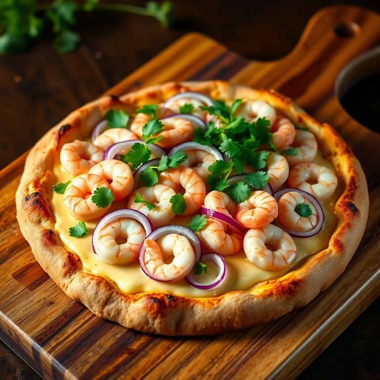 Pizza Polinesia de Gambas y Calamares con Coco y Limón