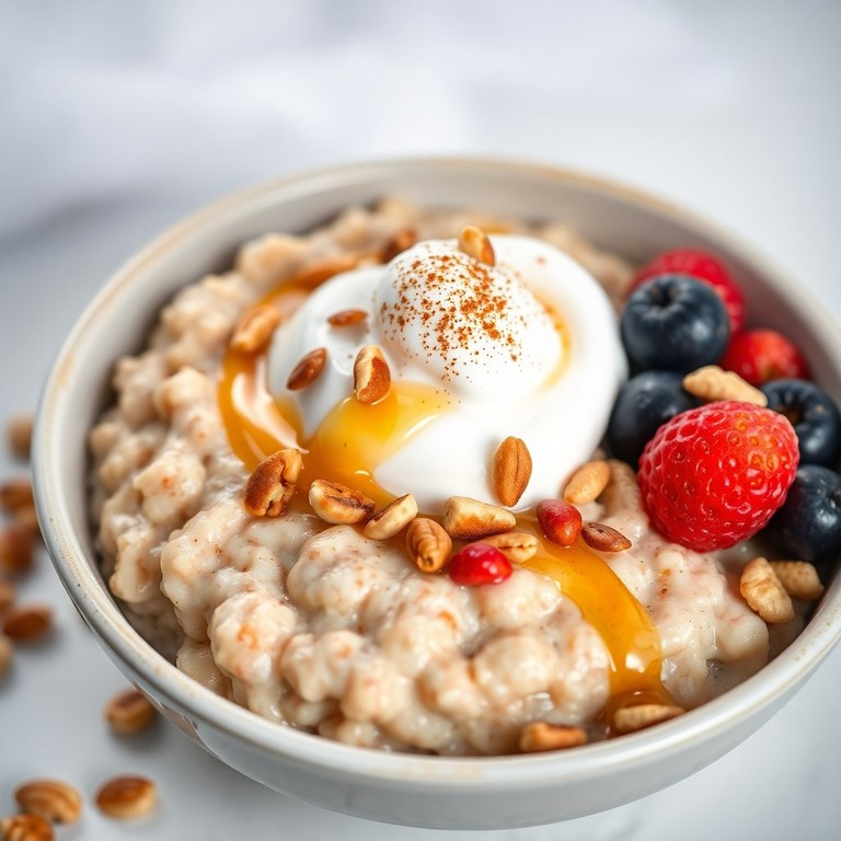 Creamy Greek Yogurt Oatmeal Bowl with Nuts