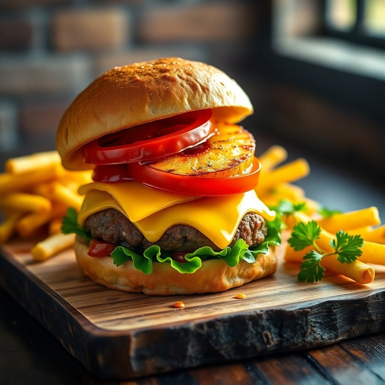 Вегетарианский ананасовый бургер с хрустящими овощами