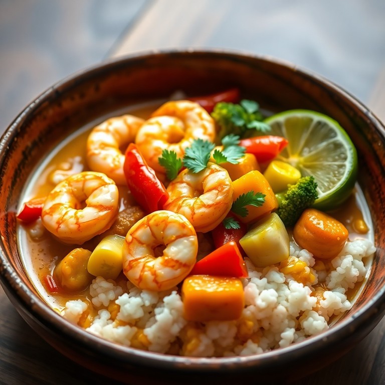 Keto Asian Coconut Seafood Curry with Vegetables