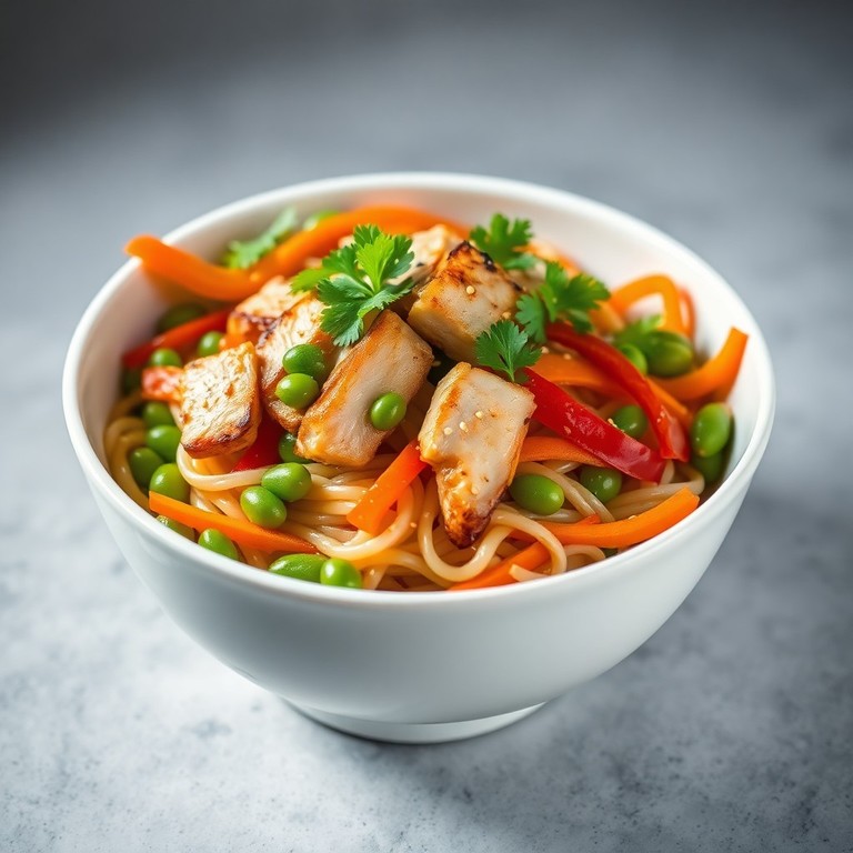 Ensalada Templada de Pollo, Verduras y Fideos Soba