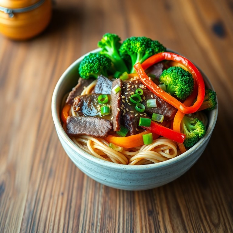 Fideos Soba con Ternera y Verduras Ligeros al Estilo Japonés