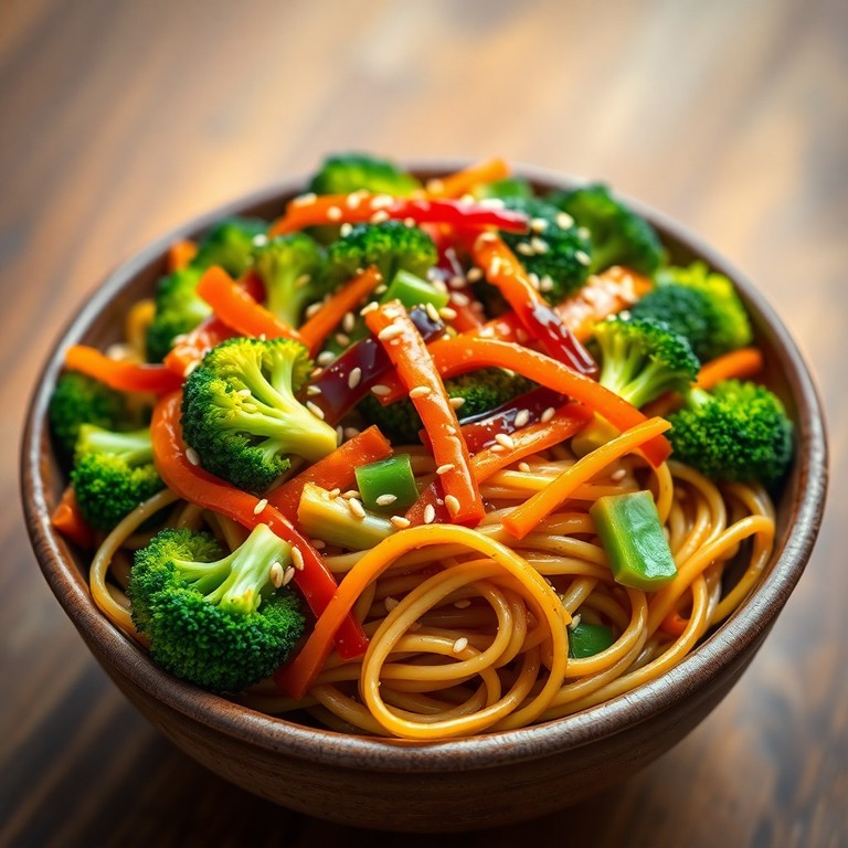 Asiatische Reispfanne mit Gemüse und Nudeln