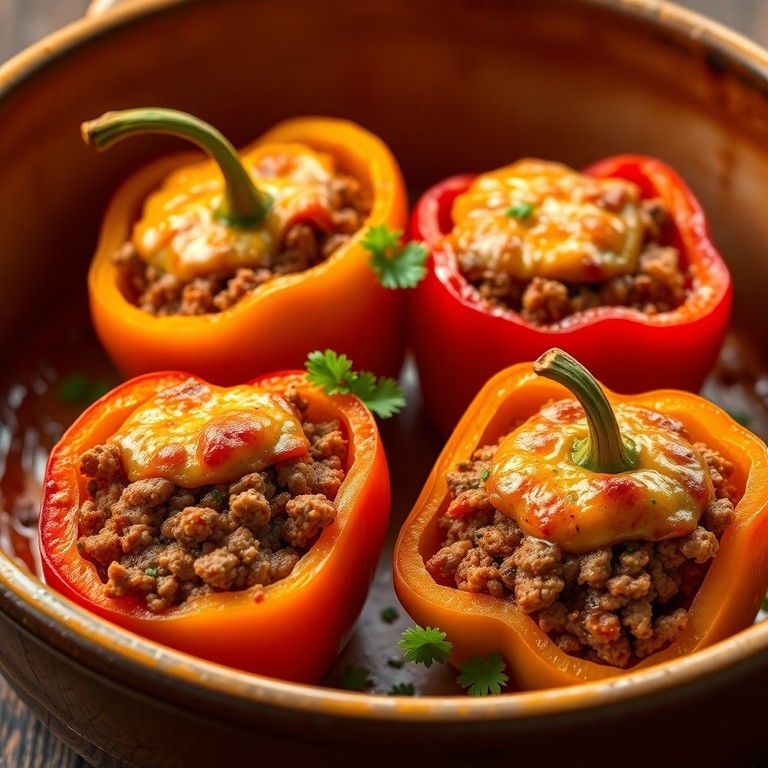 Gefüllte Paprika mit Hackfleisch und Käse (Ketogen)