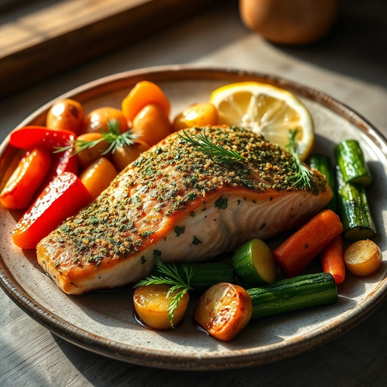 Herb-Crusted Salmon with Roasted Vegetables