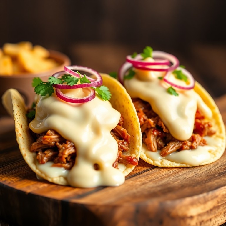 Tacos de Pulled Pork con Aligot Cremoso