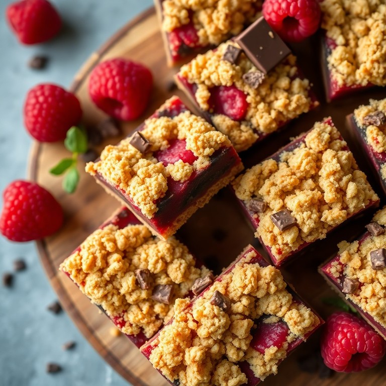 Barritas de Frambuesa y Chocolate Puro al Horno