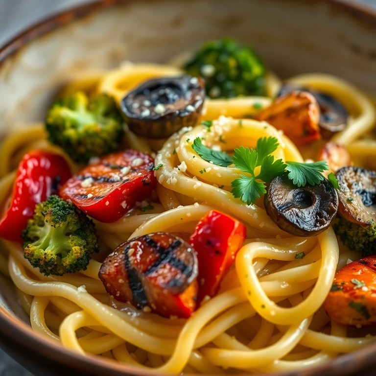 Romige Gorgonzola Pasta met Gegrilde Groenten en Kruiden
