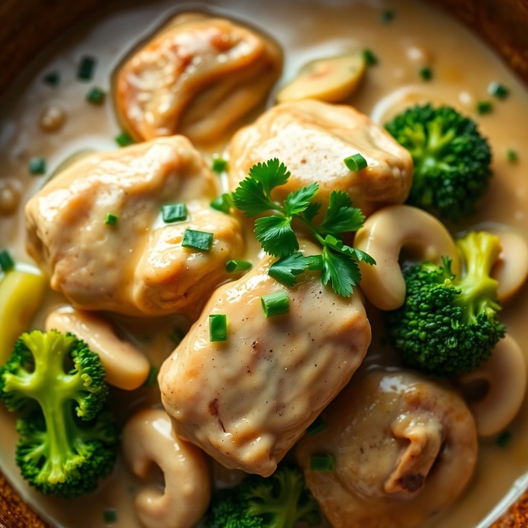 Poulet Crémeux aux Légumes Croquants et Champignons