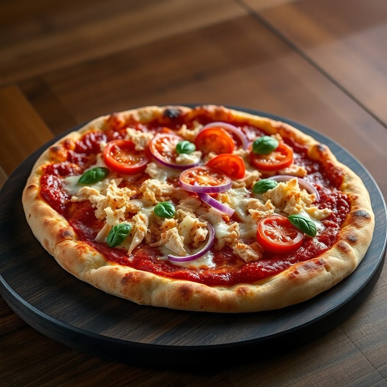 Pizza de Forno com Frango, Queijo e Molho de Tomate