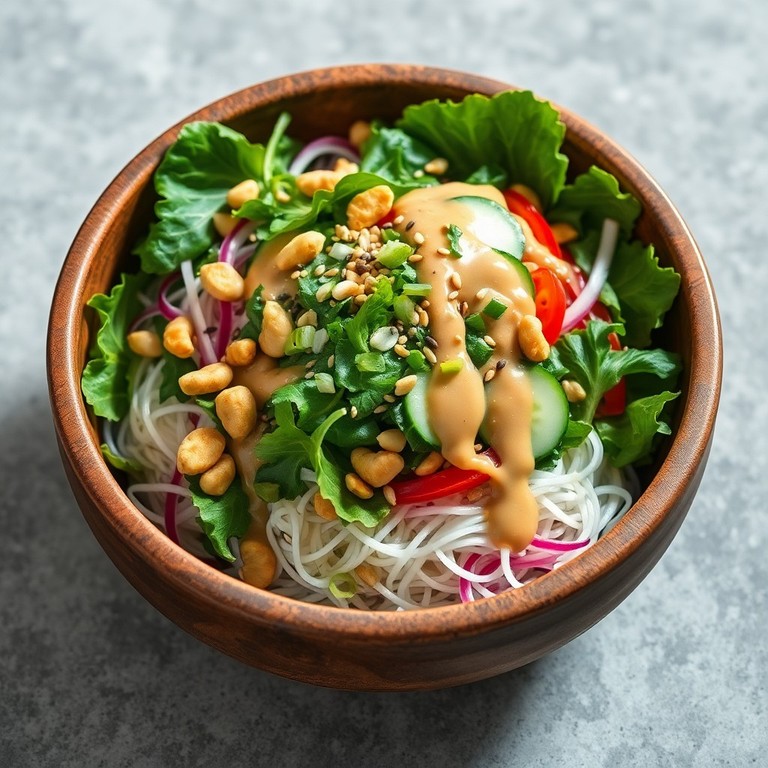 Salada Crocante de Folhas Verdes com Bifum e Kani