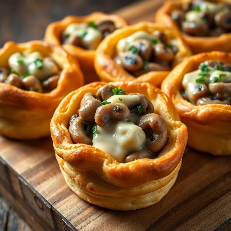 Volovanes de Champiñones y Queso Brie al Horno