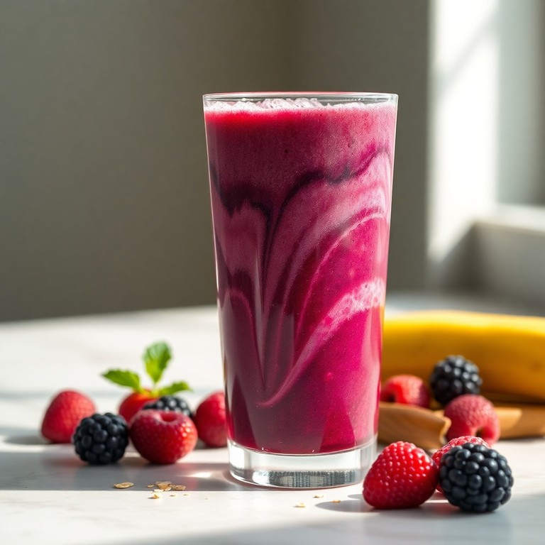 Gefrorener Beeren-Bananen-Smoothie mit Hafer und Skyr