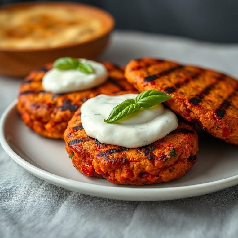 Hambúrgueres Vegetarianos de Legumes com Molho Cremoso de Ricota
