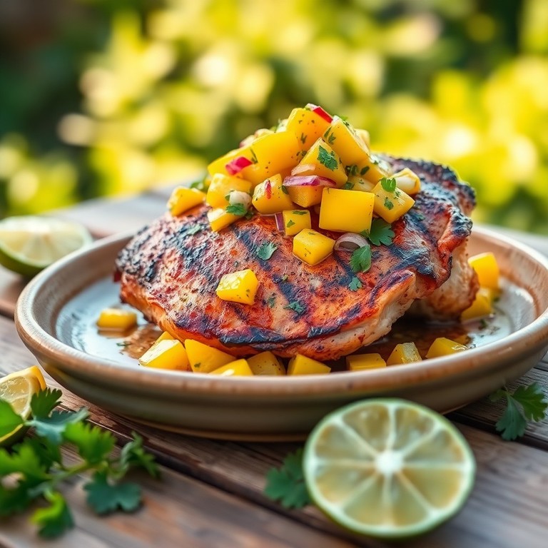 Pollo a la Parrilla con Salsa de Mango y Jengibre