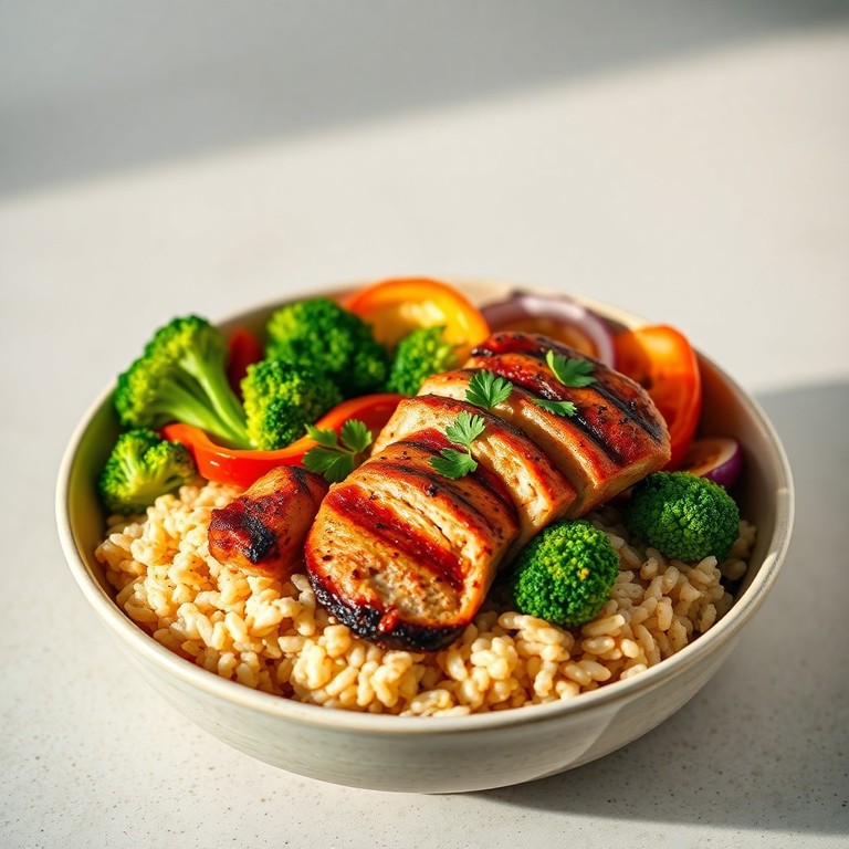 High-Protein Grilled Chicken and Veggie Rice Bowl