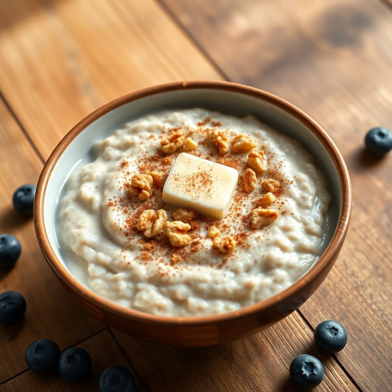 Горячая овсяная каша с орехами и корицей