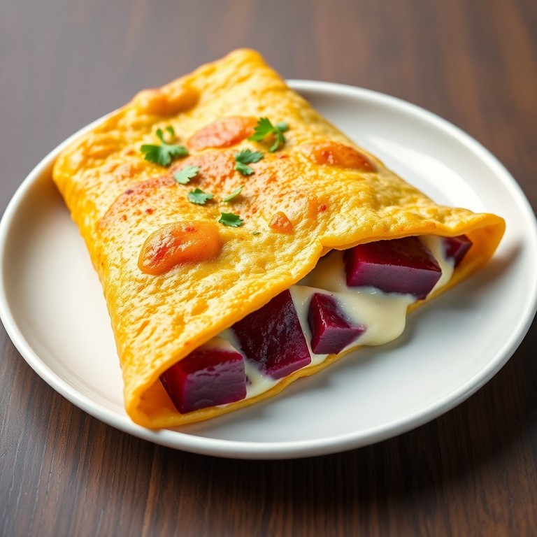 Omelete Recheada com Beterraba e Queijo