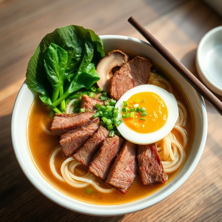 Ramen de Ternera Ligero con Brotes y Champiñones