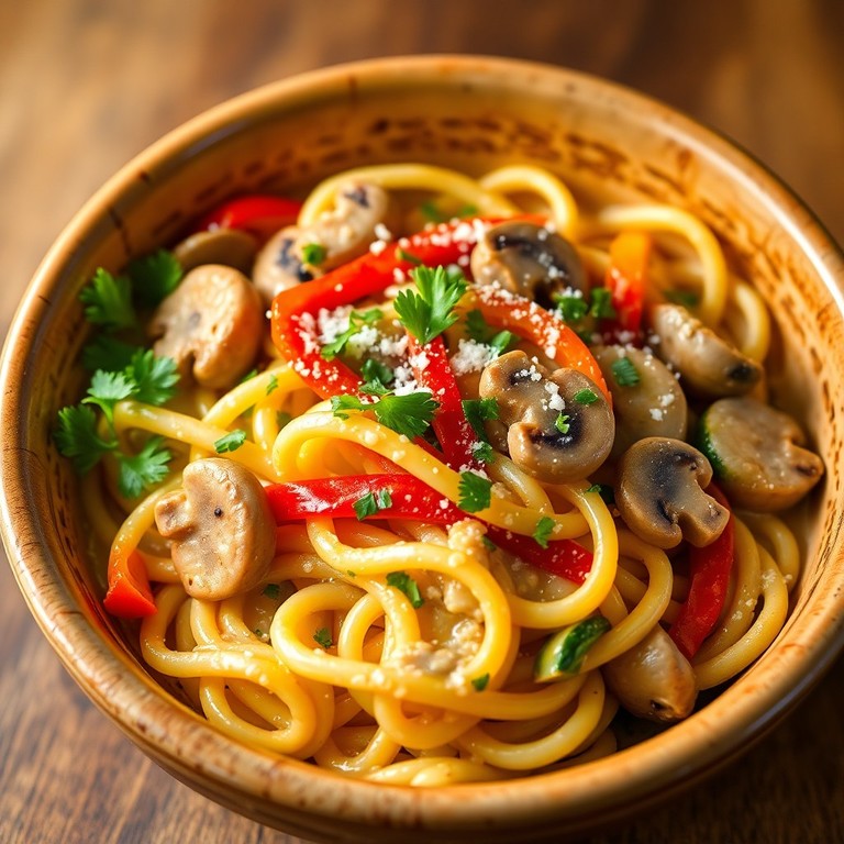 Romige Champignon-Paprika Pasta met Courgette