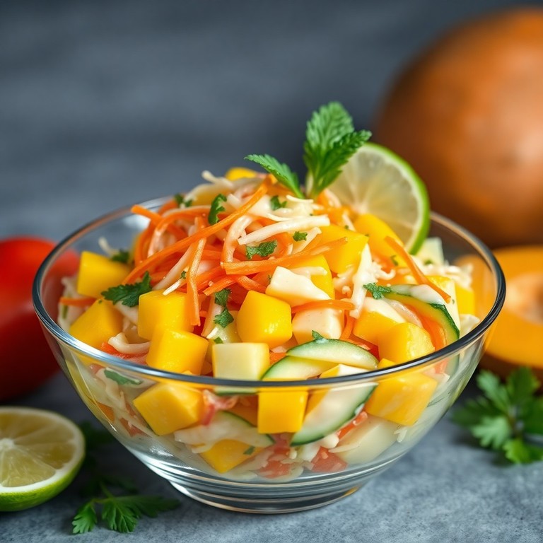 Tropical Cucumber Mango Salad with Tangy Curd Dressing
