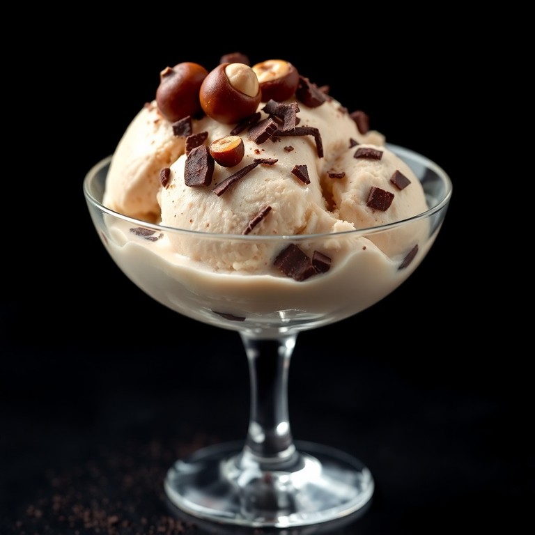 Helado Cremoso de Castañas en Almíbar con Virutas de Chocolate Amargo