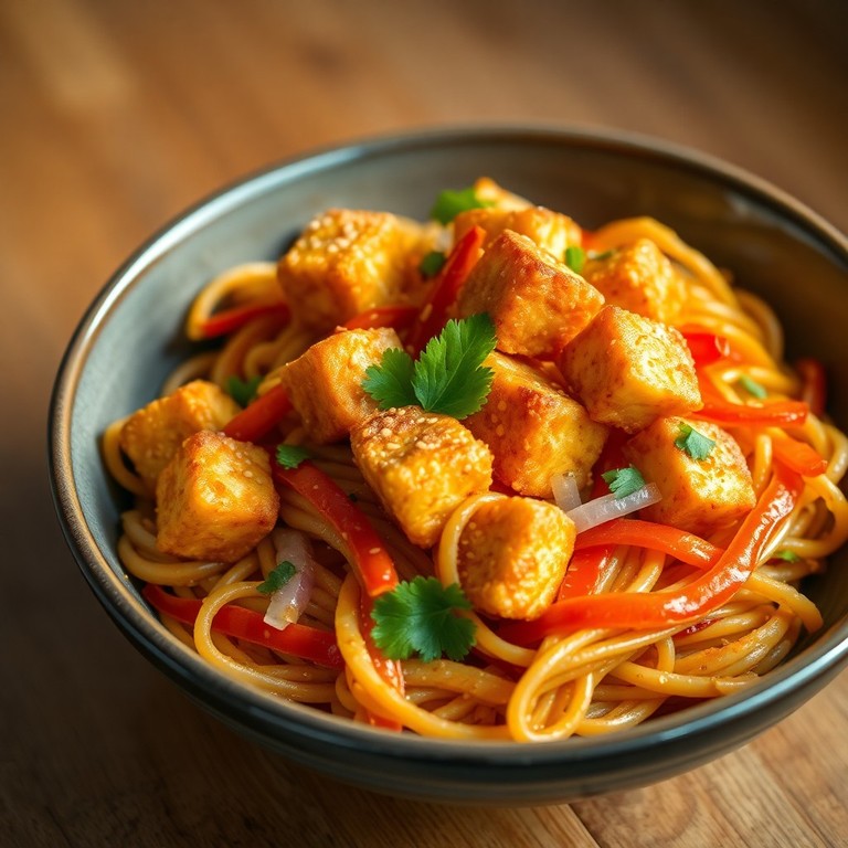 Tofu Croustillant au Riz et Légumes Croquants