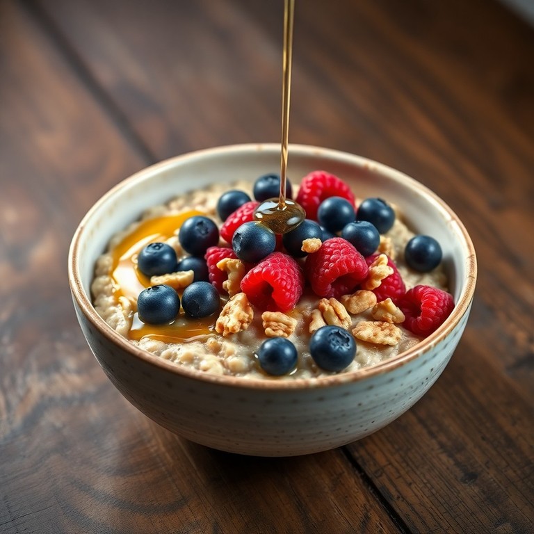 Овсяная каша с ягодами и орехами