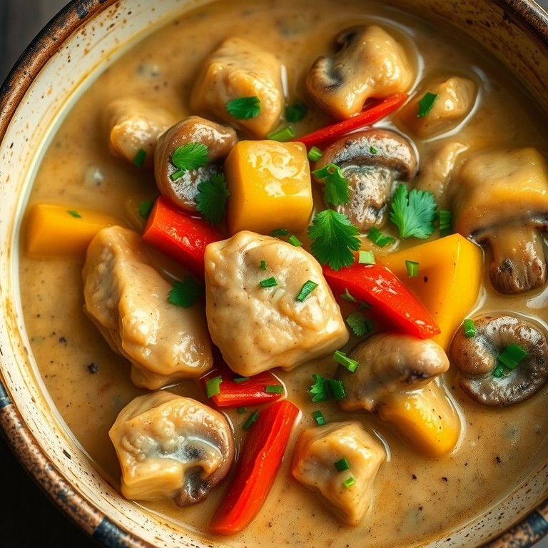 Krämig Kycklinggryta med Svamp och Paprika