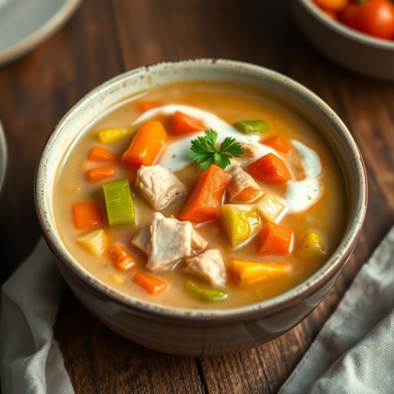 Zuppa Cremosa di Petto di Pollo e Verdure a Cottura Lenta