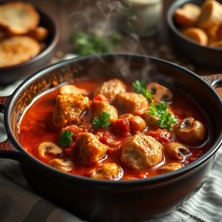 Ragù di Pollo e Funghi con Cipollotti