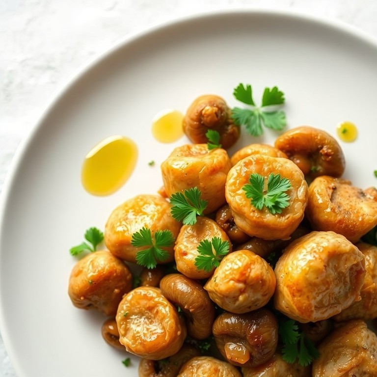 Salteado de Pechuga de Pollo y Setas con Aceite de Trufa