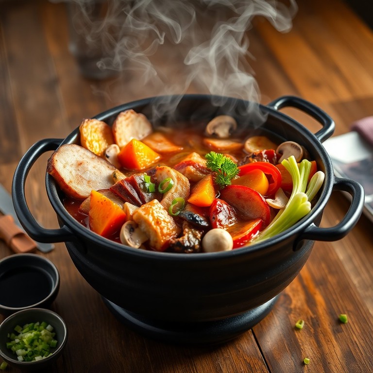 Nabe de Cerdo con Chipotle y Vegetales Asados