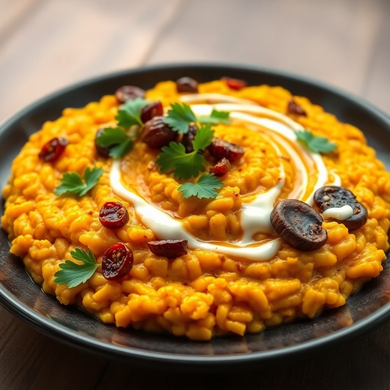 Risoto Cremoso de Abóbora com Queijo de Castanha e Tomate Seco