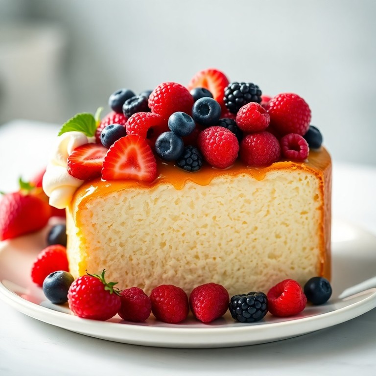 Bolo Chiffon de Baunilha com Frutas Vermelhas Frescas