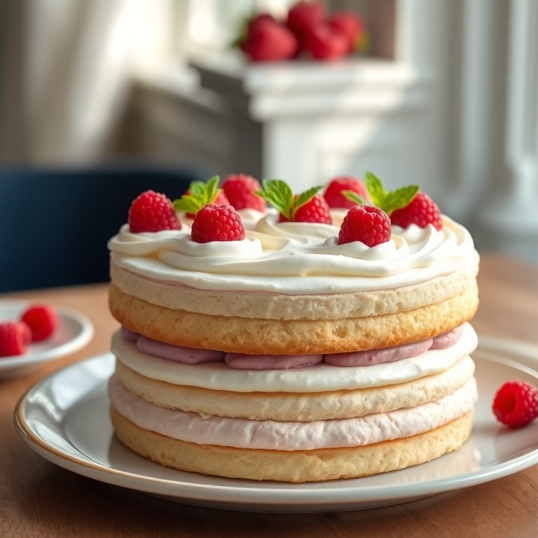 Genoise ao Champagne com Recheio de Mousseline de Framboesas