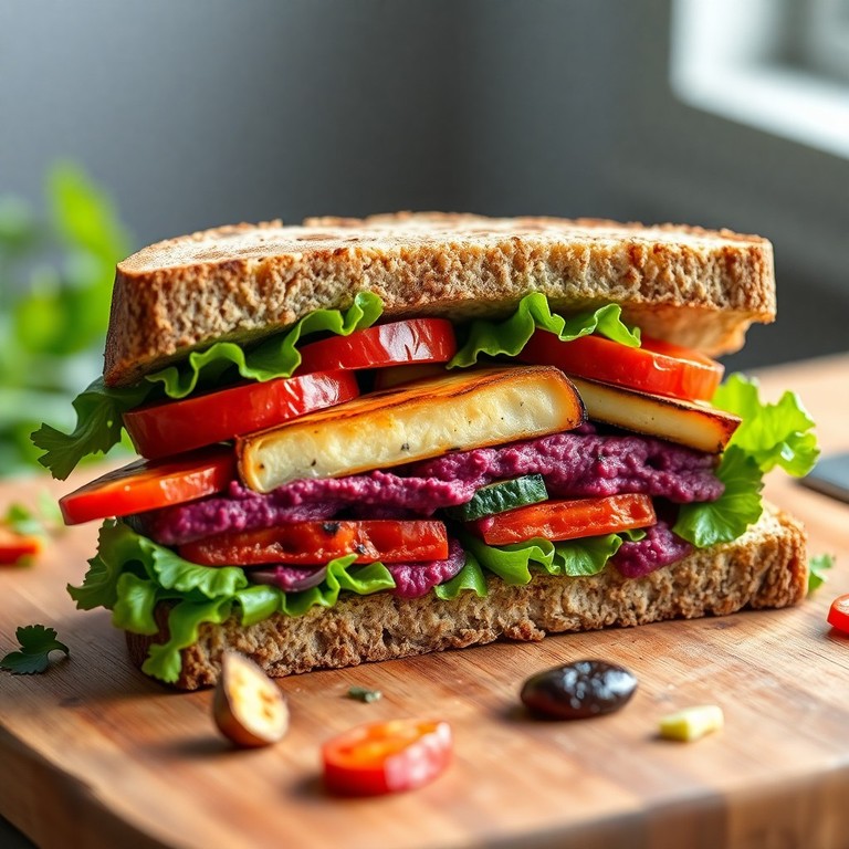 Sandwich de Légumes Grillés et Houmous de Betterave