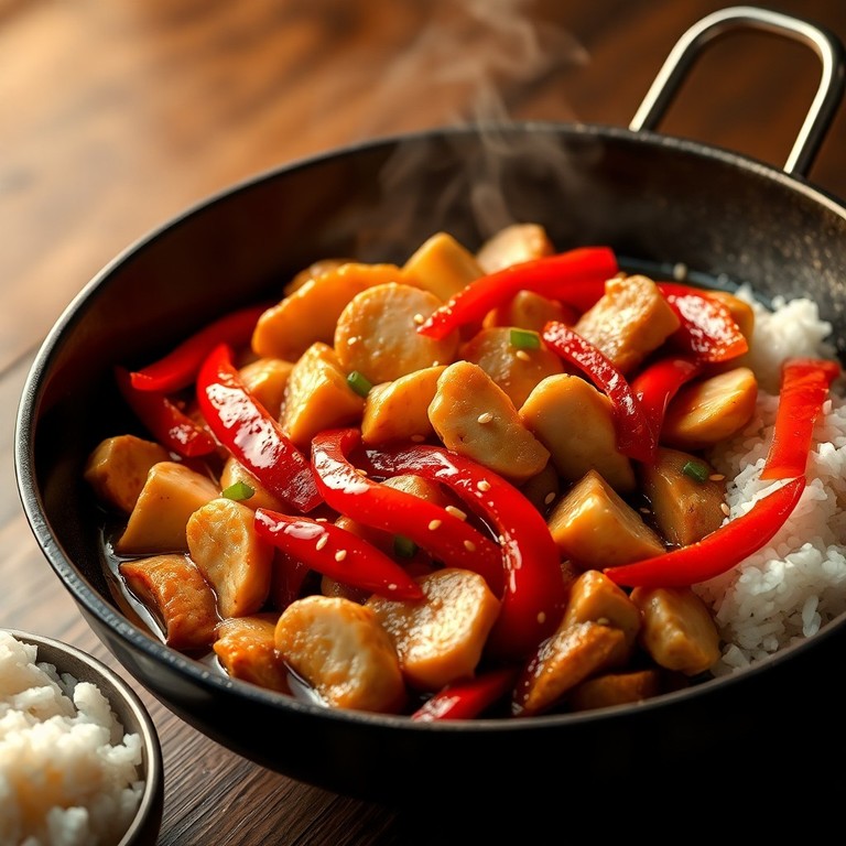 Poulet Sauté aux Poivrons Rouges et Sauce Huître