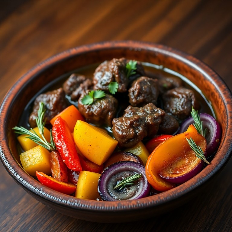 Ternera a la Cazuela con Verduras Asadas al Romero